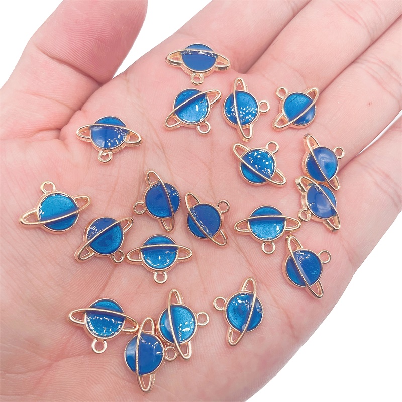 20Pcs 16*12MM Colorful Blue Universe Planet Enamel Charm Pendant For DIY Earring Bracelet Jewelry Making Supplies Wholesale
