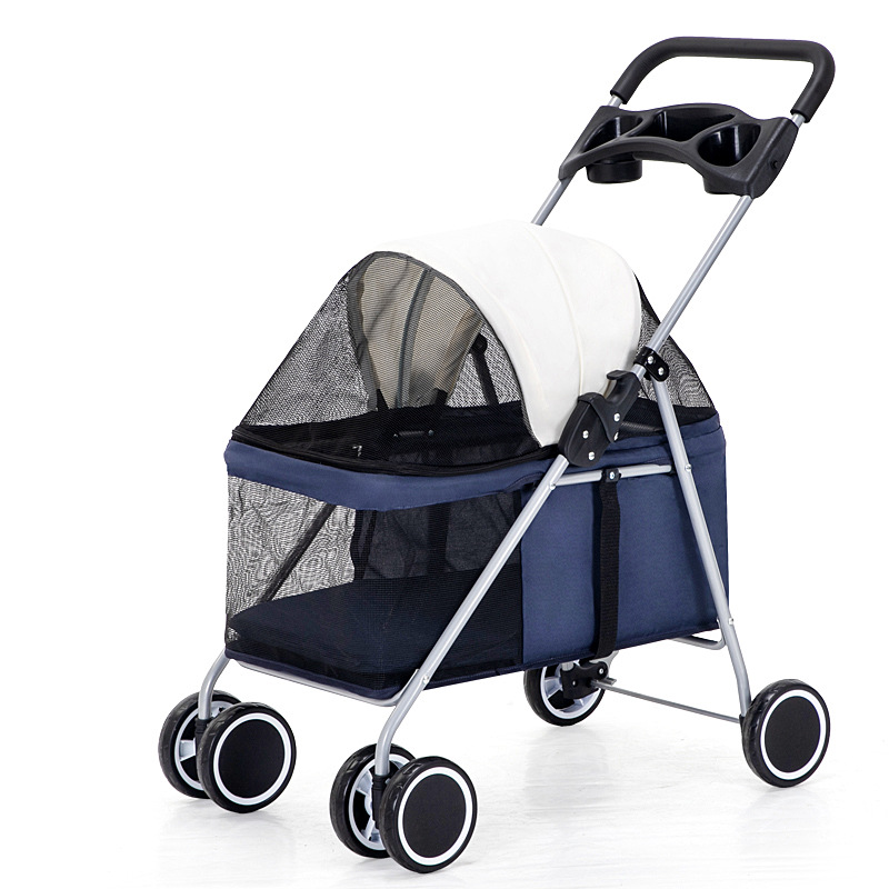 Folding Travel Pet Trolley Cat Cart Carrier With 4 Wheels for Medium Dogs Luxury Dog Pet Strollers