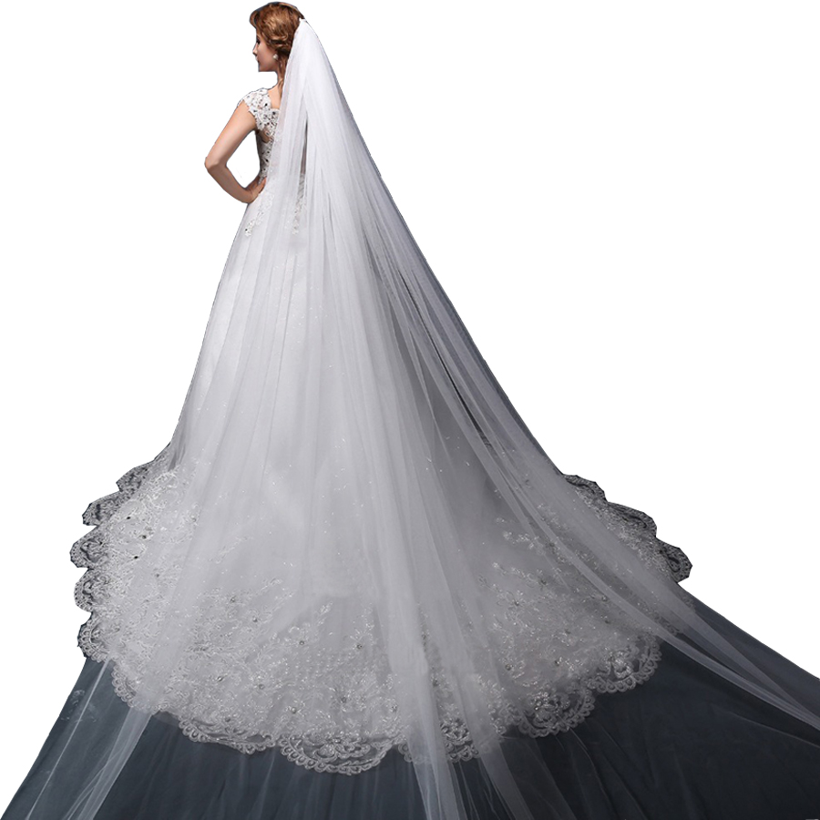 3M Elegant White/Ivory Single Layer Simple Veils Long Wedding Veil Bridal Accessories