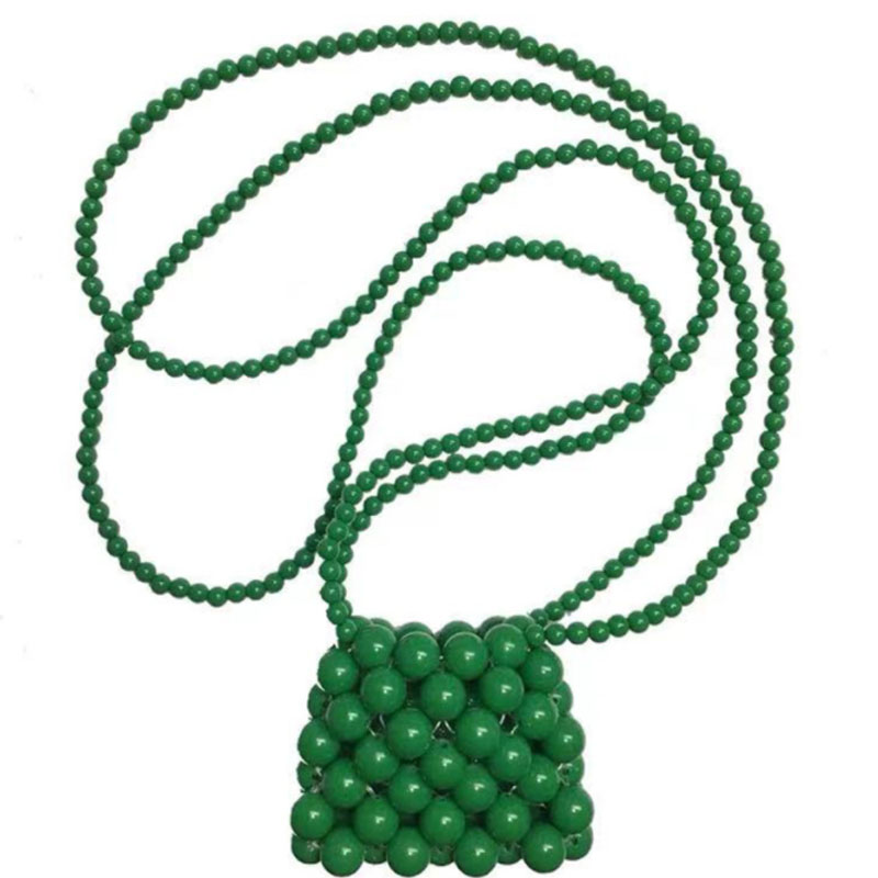 Long Shoulder Strap Beaded Green Flap Pearl Clutch Purses And Lady Handbag Ladies Mini Cross Body Bag