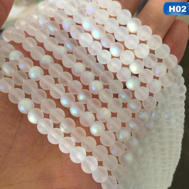 White AB Frosted Austrian Crystal Round Beads For Jewelry Making 4/6mm Glitter MoonStone Beads Diy Bracelet Necklace