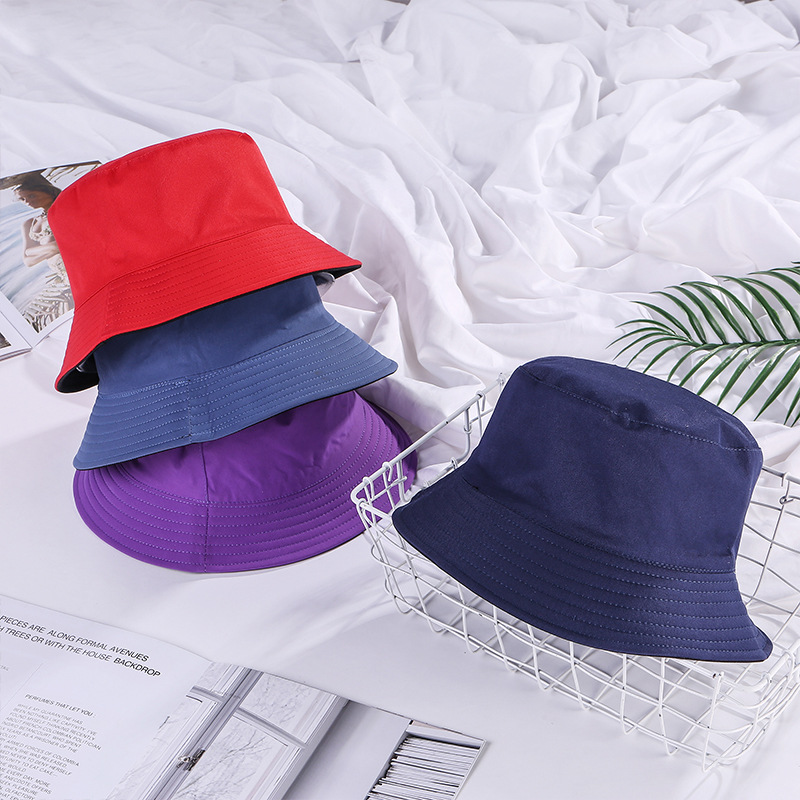 Double-sided Wearing Cap Solid Color Bucket Hat Men Women Sun Hat Reversible Fisherman Hat Summer Panama Cap Sun Fishing Gorros