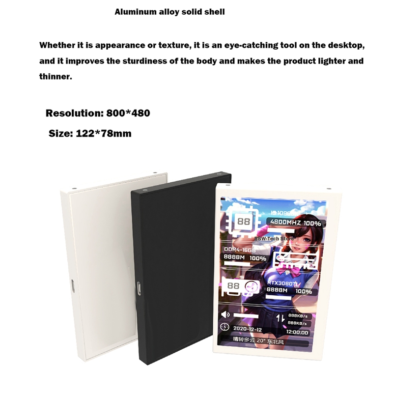 5 Inch Computer Monitor For Mini ITX Case IPS Secondary Screen CPU GPU RAM HDD Monitoring USB Display AIDA64