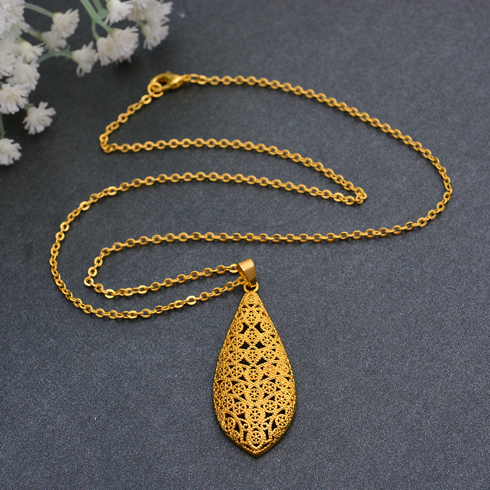 WANDO New Ethiopian Necklaces & Pendants Gold Color Jewelry For African/Ethiopian/Nigeria Women Gift WP10