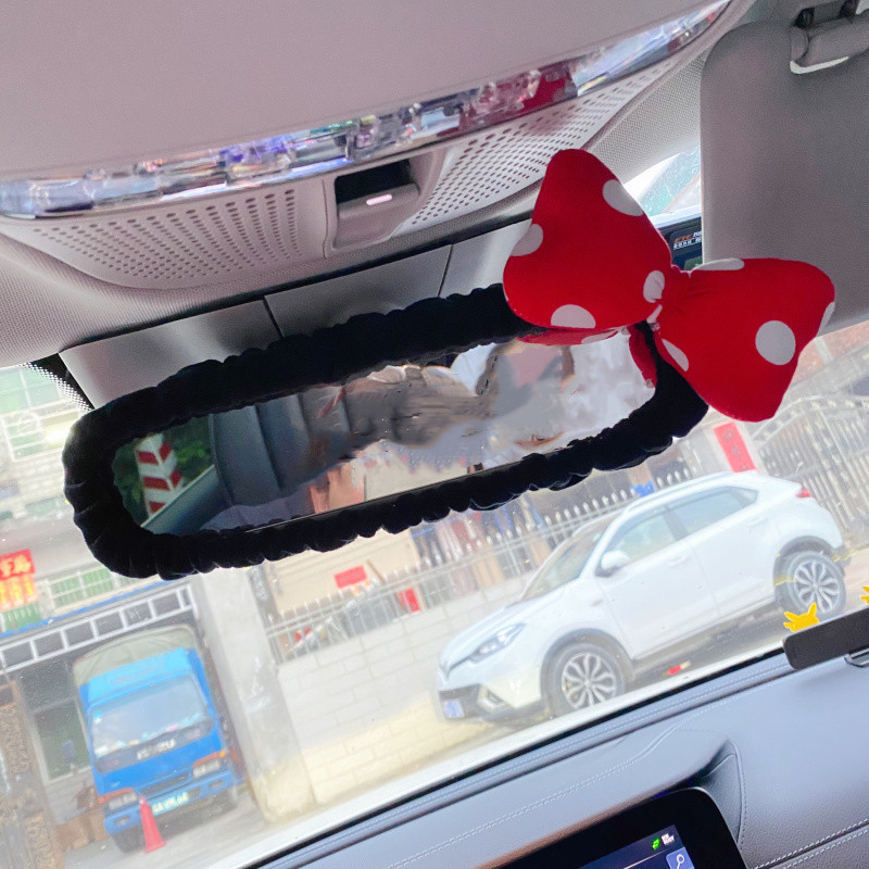 Cute Dots Print Bowknot Car Safety Seat Belt Cover Soft Plush Universal Shoulder Pad Styling Seatbelts Protect Car Accessories