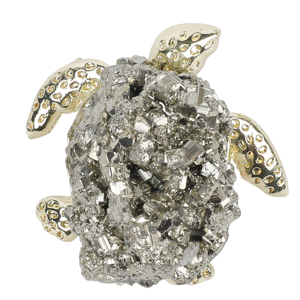 1pcs Natural Pyrite Stones Crystal Cluster Sea Turtle Shape Quartz Home Decoration