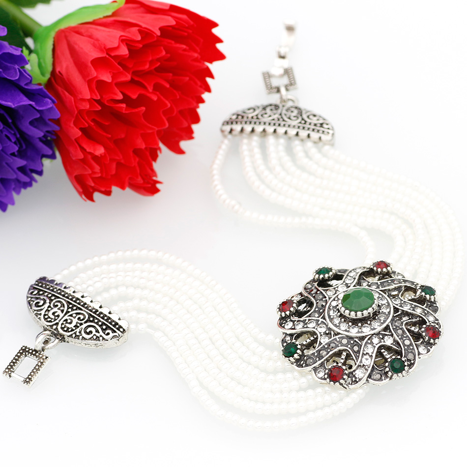 SUNSPICE MS. African Bead Bracelet Round Flower Charm Bracelets Antique Color Vintage Resin Indian Jewelry Ethnic Banquet Gift