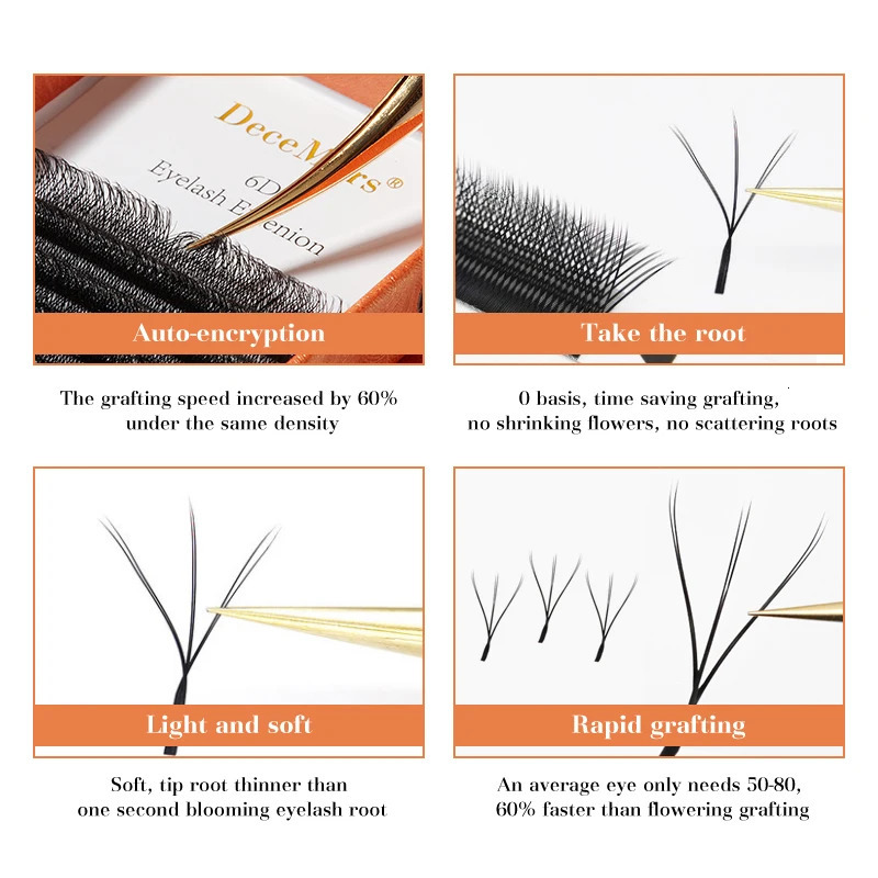 DeceMars 6D-W shaped eyelash extension 240624