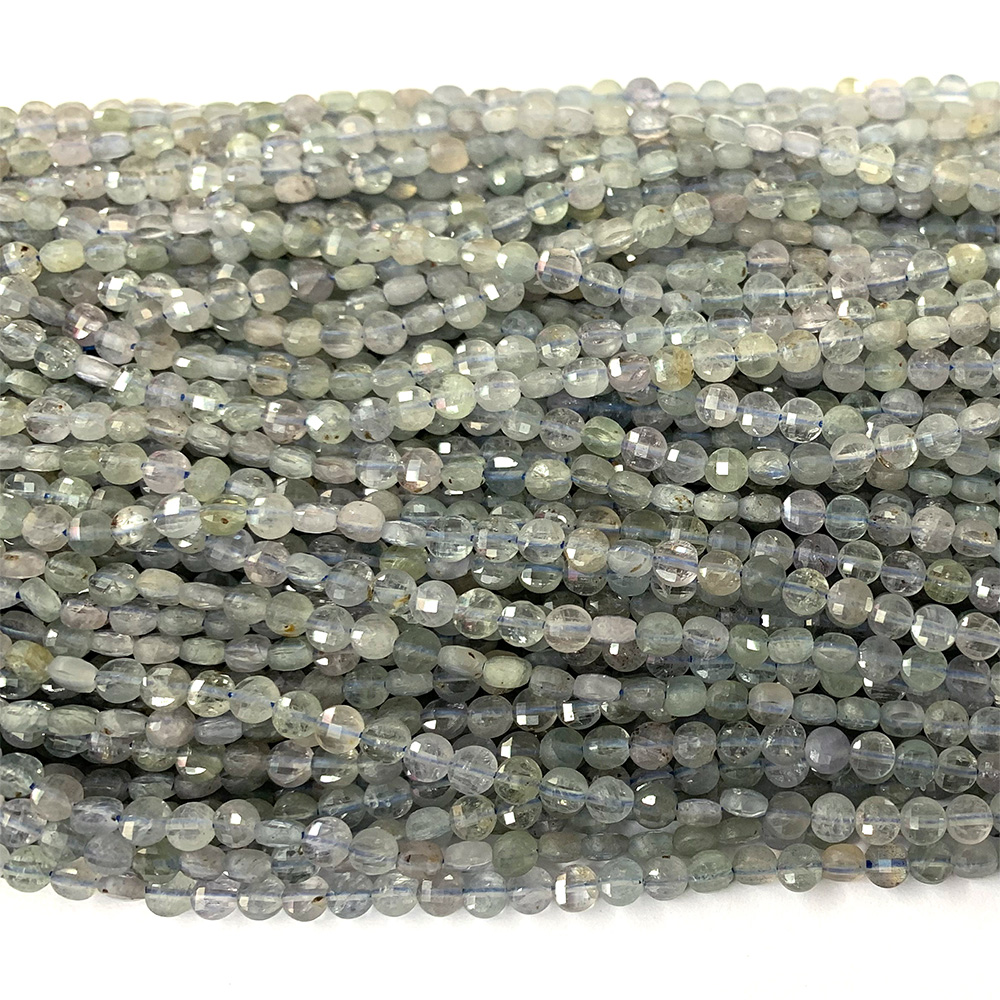 Veemake Natural Flat Coin Disce Faceted Small Beads Tourmaline Spinel Ruby Sapphire Iolite Diopside Labradorite Aquamarine C2