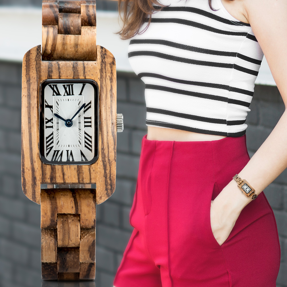BOBO BIRD Wood Watches for Women Zebra Wood Quartz Ladies Watches Personalized Gift in Wood Box