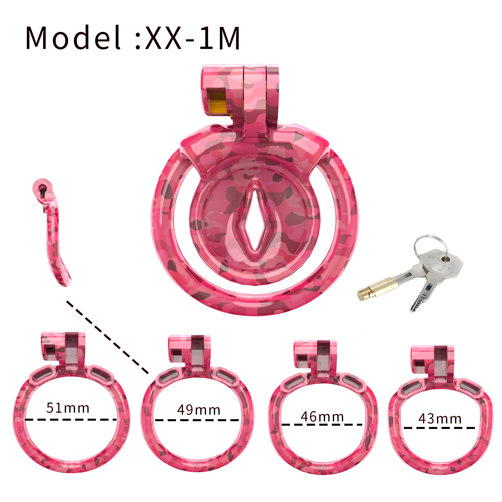 Positive/negative Super Small Chastity Cage Sissy Cross-dressing Toys Camouflage Chastity Lock with 4 Sizes Penis Ring Sexy Toys