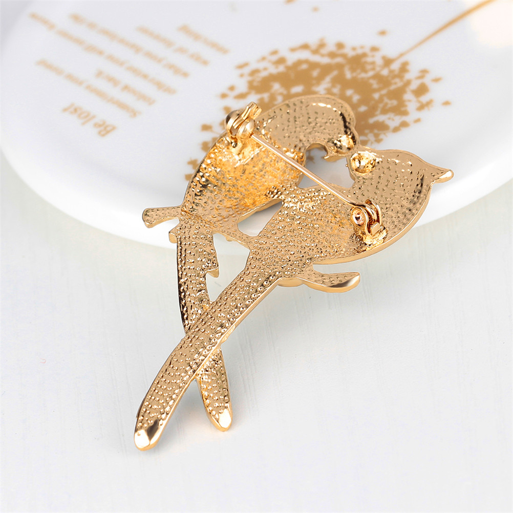 Lover Double Birds Brooches For Women Enamel Devoted Couple Brooch Parrots Brooch Pin Simulated Pearl Animal Jewelry