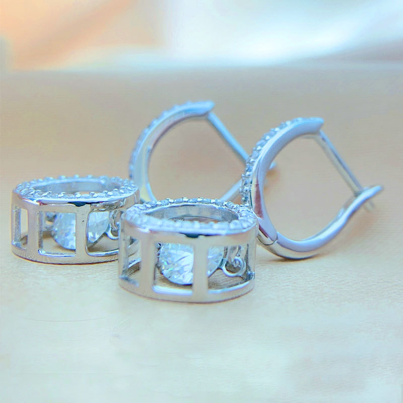 PureNew White Gold Plated 1ct/2ct Moissanite Drop Earring for Women Sparkling Beating Heart Earring S925 Sterling Silver Jewelry