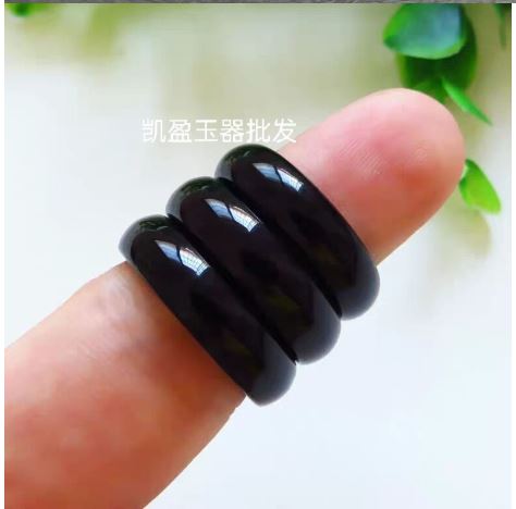 Natural agate black jade rings jewelry gemstone band ring jade simple stones for women jewellery luxury jewelry men rings