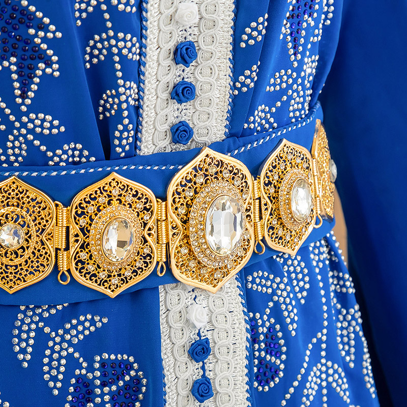 Morocco Women Waist Chain Big gemstone Metal Belt Gold Color Bride Crystal Jewelry Caftan Belly Chain Jewelery