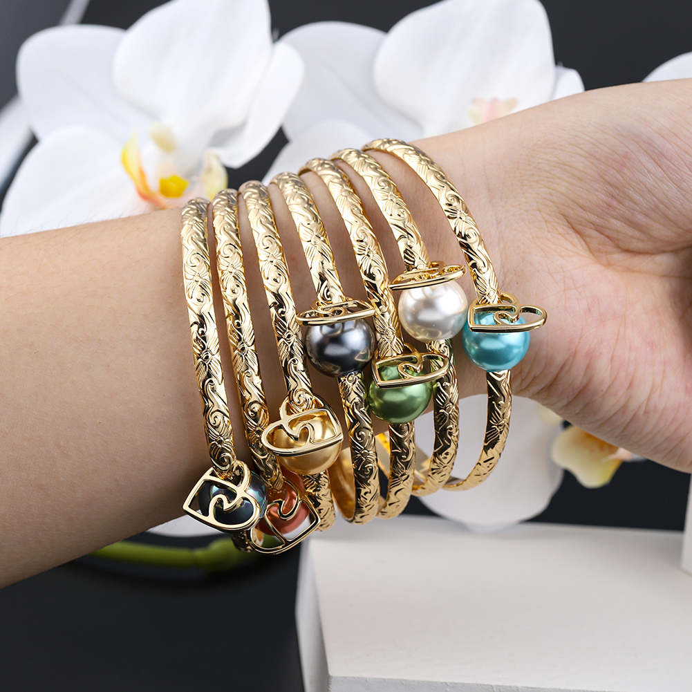Cring Coco Hawaiian Bangle Bracelet Woman New Designer Pearl Heart Charm Bracelets Summer Beach Jewelry for Women Mother's Day