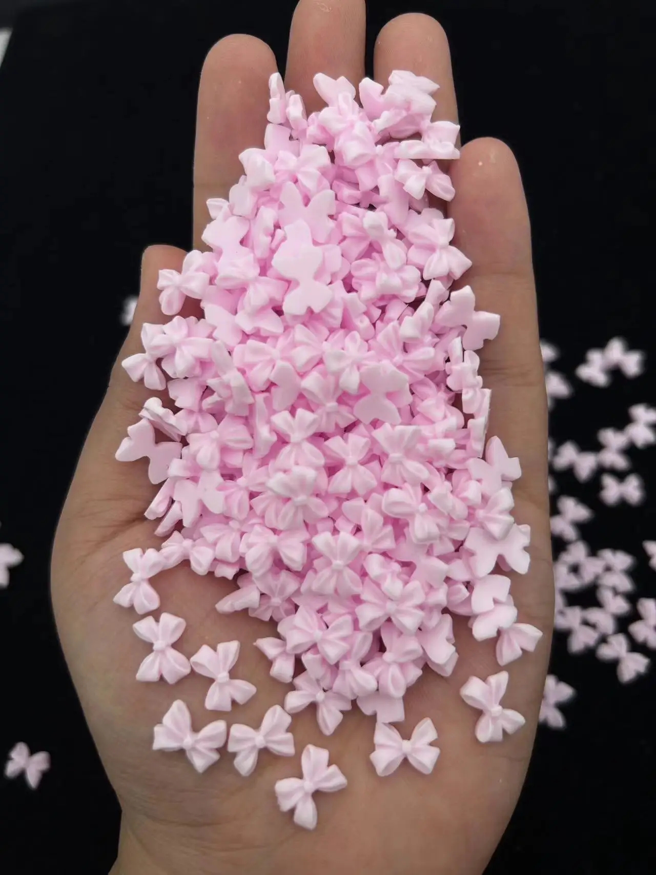 50pcs 3D Pink Kawaii Resin Series Nail Art Charms Kawaii Bow Flower Heart Nail Decorations Bulk Manicure Rhinestones Jewelry DIY