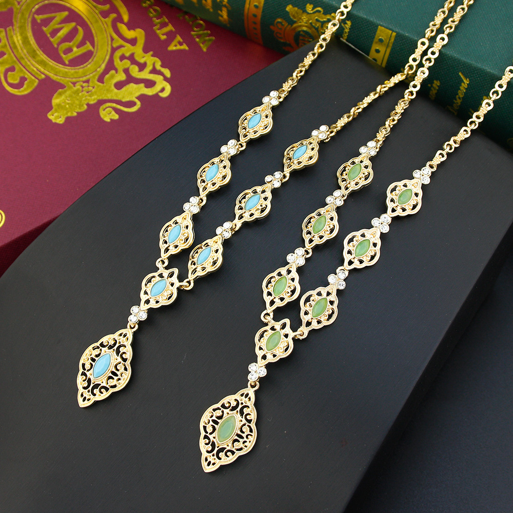 Sunspicems Exquisite Morocco Choker Neckalce for Women Algeria Wedding Jewelry Pendant Necklace Gold Color Arab Caftan Bijoux