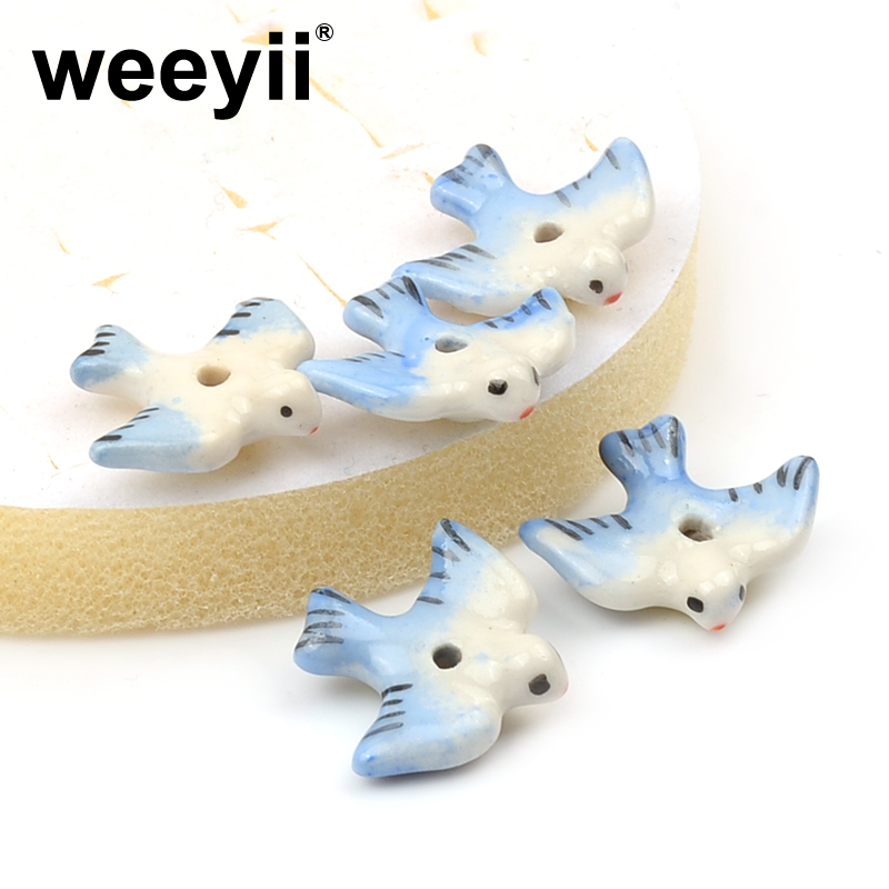 20x22mm Cute Hand Painted Swallow Shape Ceramic Beads DIY Animal Loose Beads For Jewelry Making Bracelet Earring Accessories