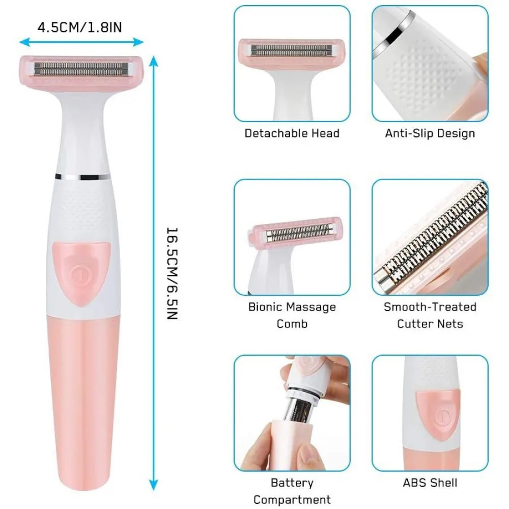 Electric Women Shaver Razor Body Leg Arm Back Bikini Trimmer Lday Washable AA Battery Type Hair Removal Shaving Machine 240624