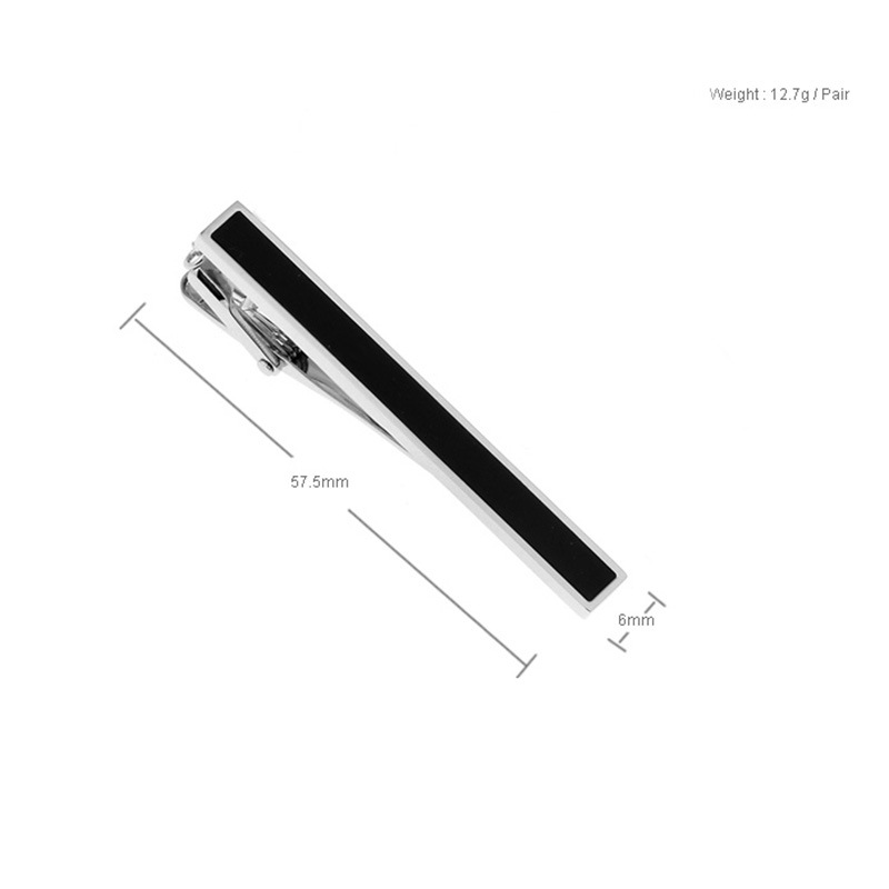 Mans Tie Clip Metal Simple Rectangle Black Drip Plated Black Crystal Copper Tie Bar Men's Tie Pin for Party Gift for Him