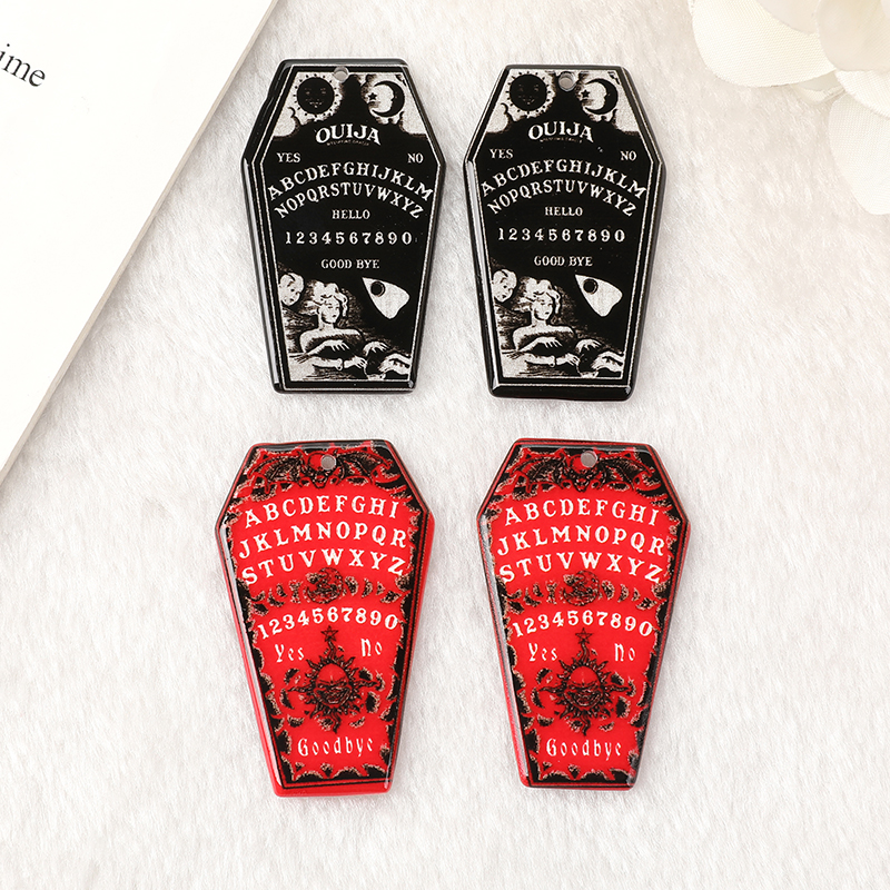 10Pcs Coffin Halloween Memento Acrylic Charms High Res Spirit Board Ouija Pendant For Earring Necklace Diy Making