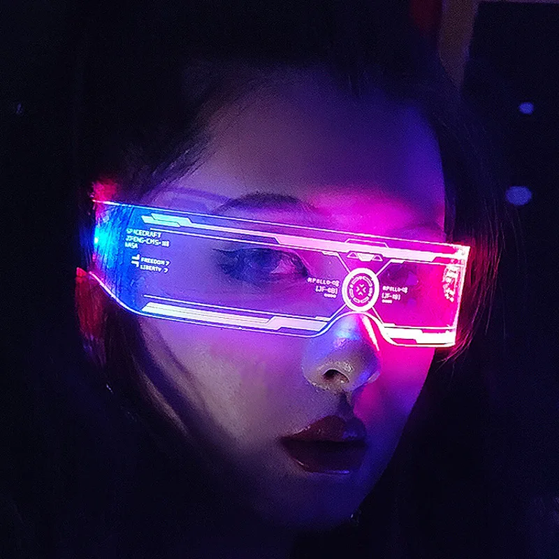 Cyberpunk Glasses Future Technology Sense Bar Led Glasses Luminous Disco Glasses Web Celebrity Performance Equipment
