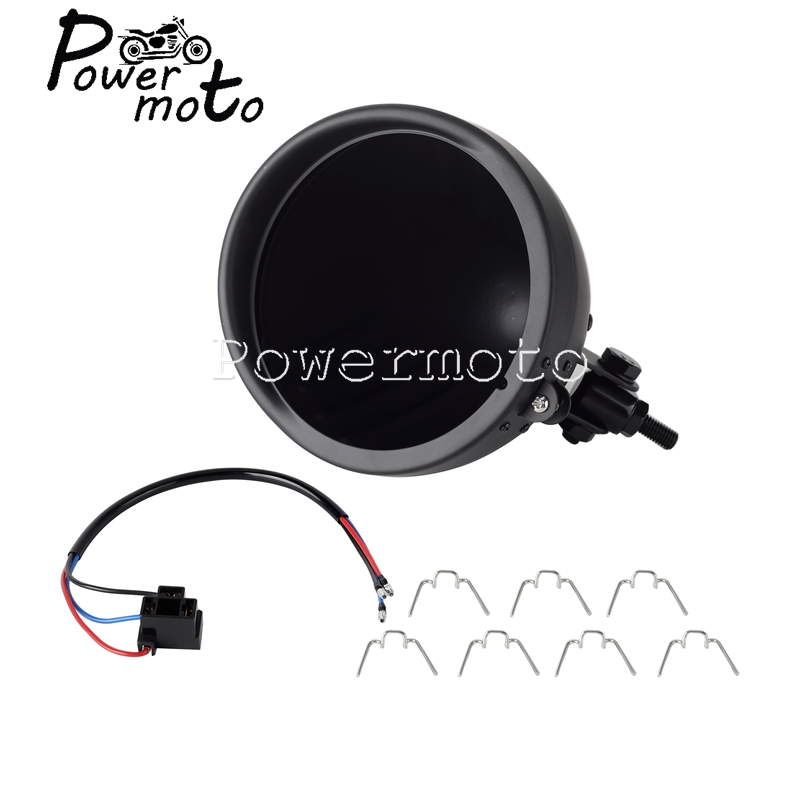 5.75 inch Motorcycle Steel Headlight Housing Bucket Lighthouse Shell Cover For Harley Chopper Bobber Cafe Racer Custom Cruiser