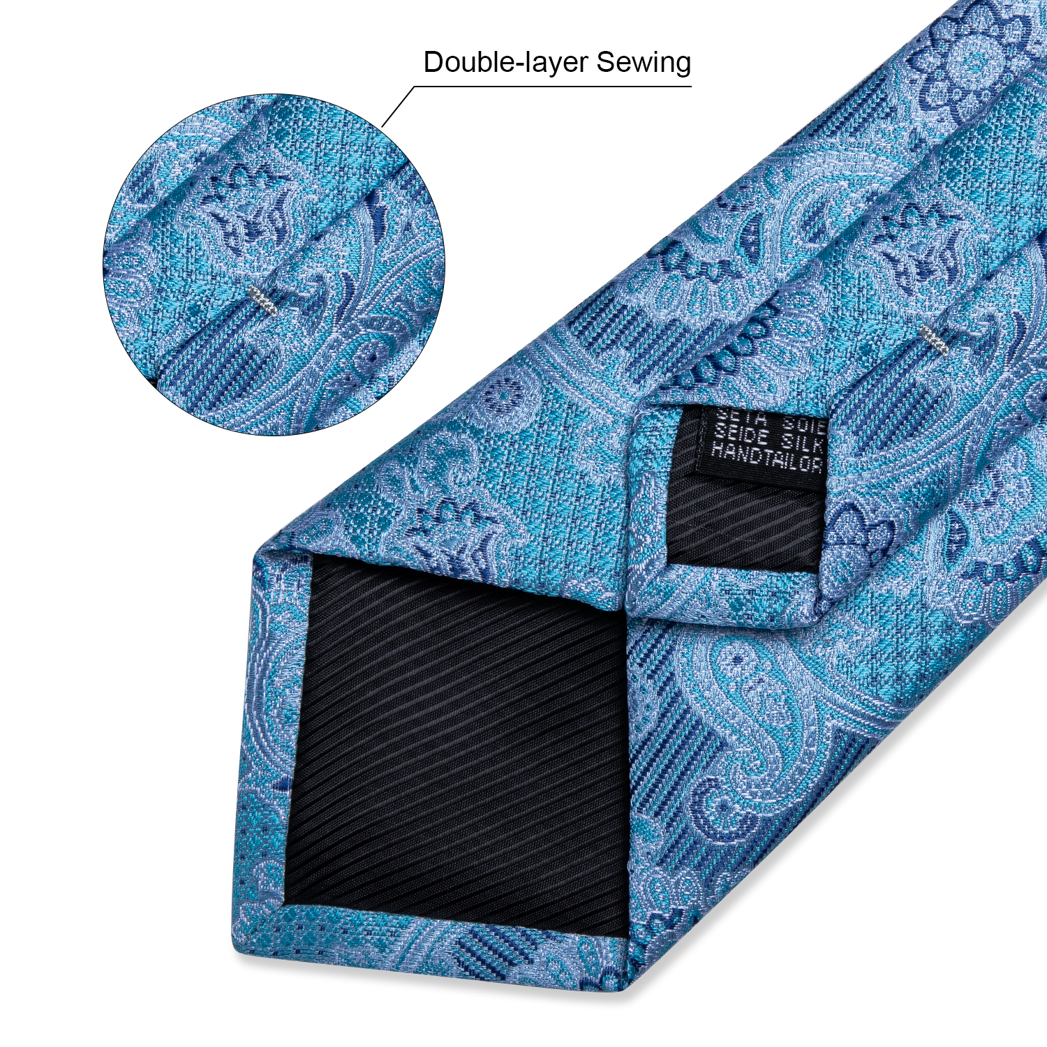 Designer Blue Paisley Floral Silk Ties For Men Luxury Wedding Accessories Men's Neck Tie Set Handkerchief Cufflinks Men's Gift
