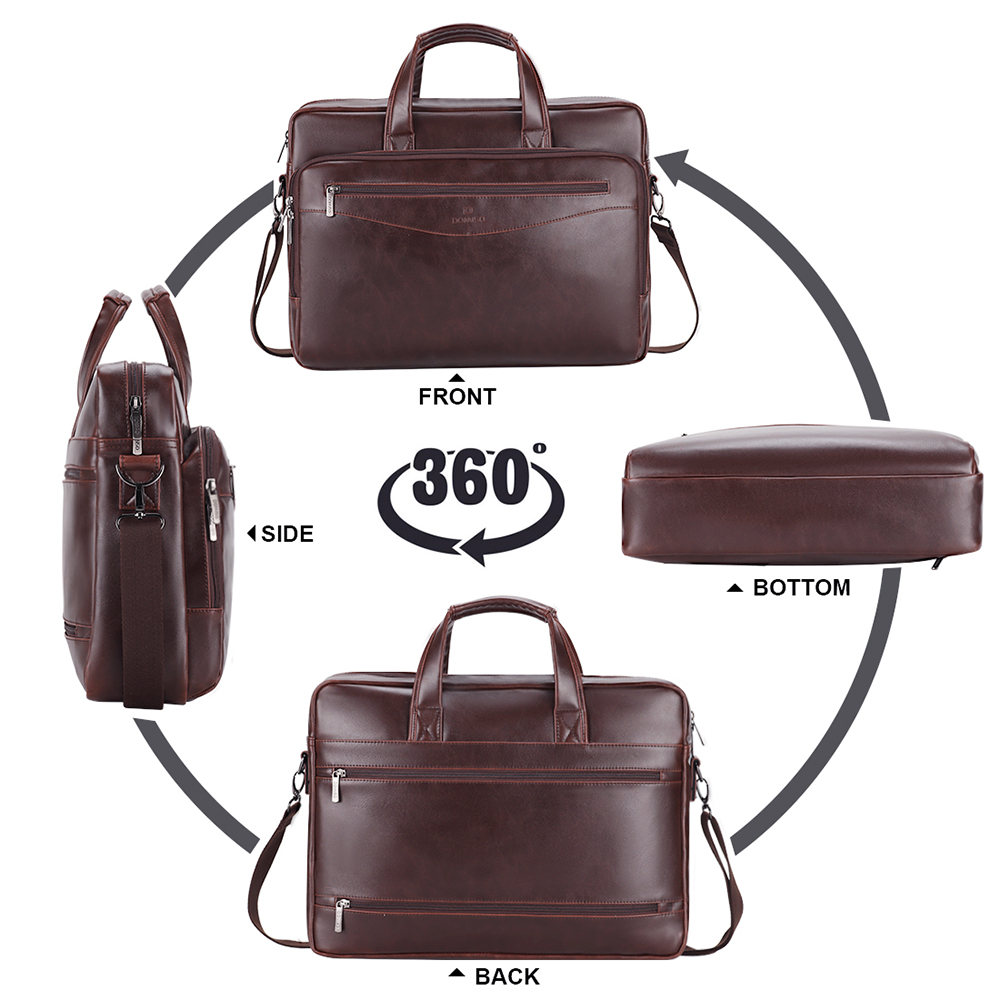 Domiso PU Leather Briefcases Laptop Sleeve 17 Inch Notebook Case High Capacity Computer Bag Male Messenger Bag