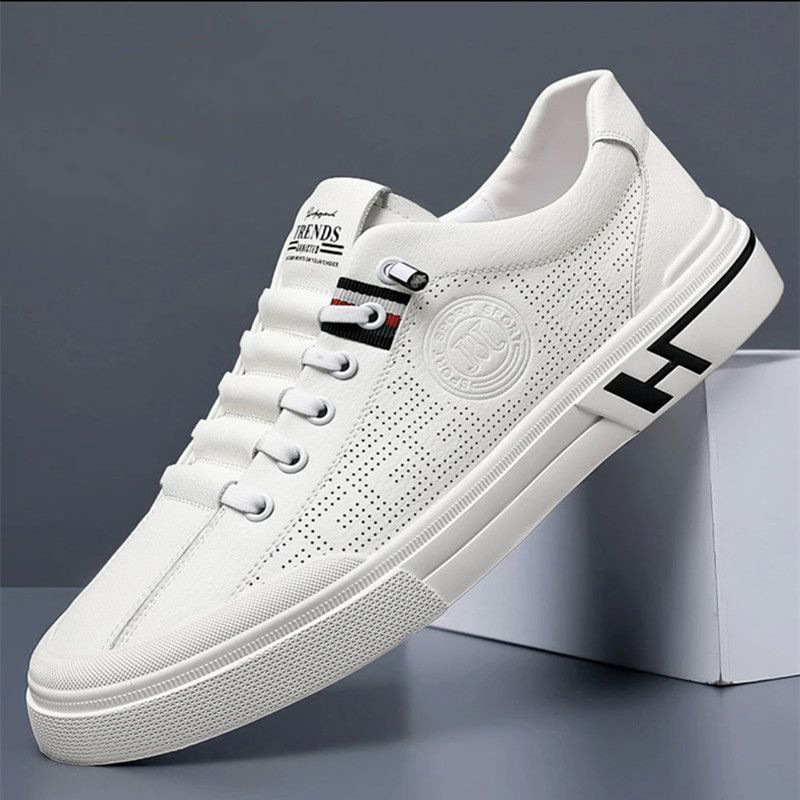 Men Shoes New Embossed Breathable Athleisure Style Trend Versatile White Shoes Comfortable White Free shipping