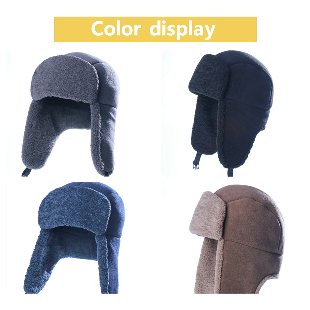 New Faux Fur Ushanka Wool Bomber Hat Thickened Russia Hats Windproof Earflap Winter Hat Warm Trapper Hats Russia Ushanka Hat