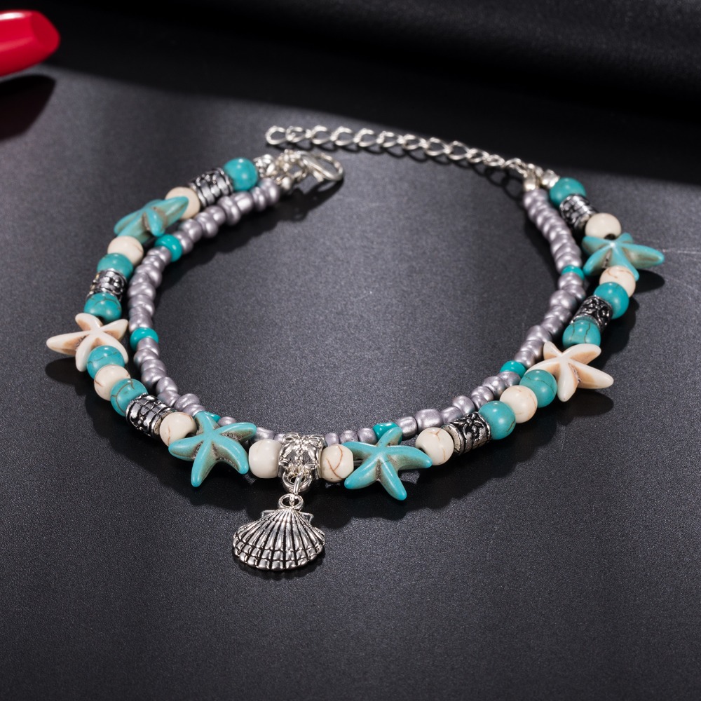 KISSWIFE Vintage She ll Beads Anklets For Women New Multi Layer Anklet Leg Bracelet Bohemian Beach Ankle Chain Jewelry Gift