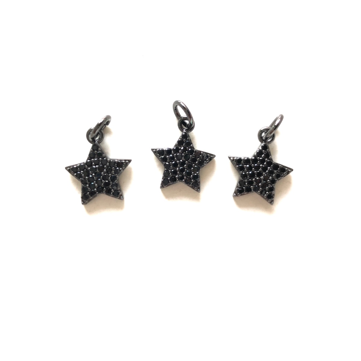 5pcs Small Size Clear Black Micro Zirconia Pave Star Pendant Gold-Plate Charm for Women Jewelry Earring Bracelet Necklace Making