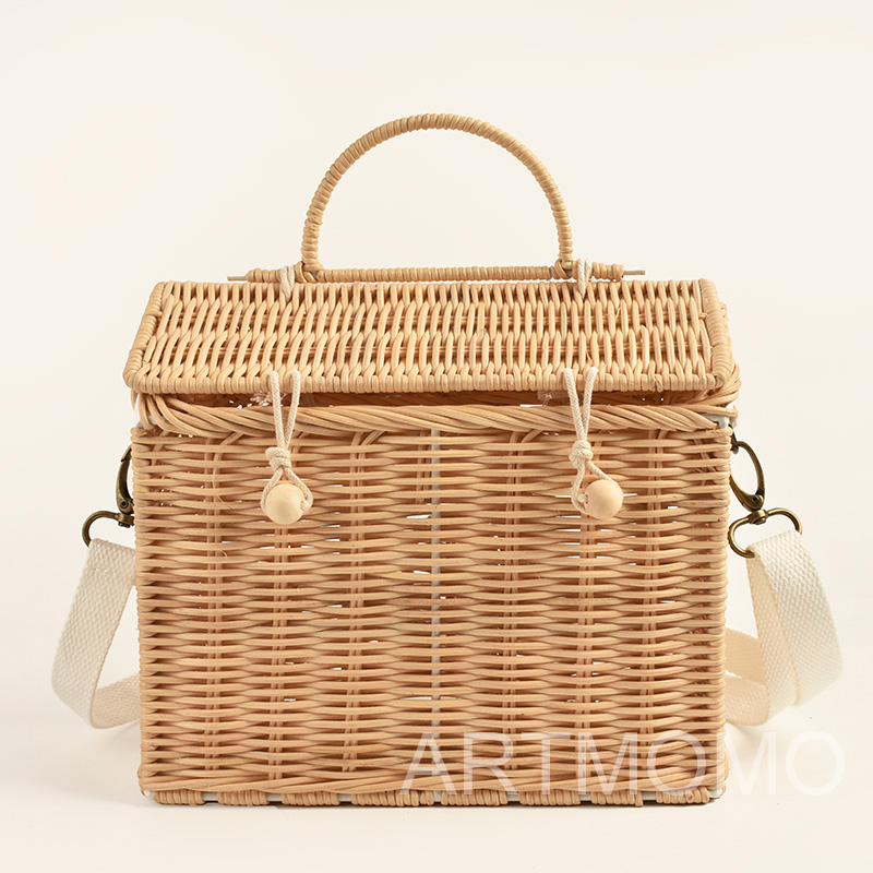 Creative House Shape Rattan Women Handbags Wicker Woven Shoulder Crossbody Bags Funny Summer Beach Straw Bag Handmade Travel Bag