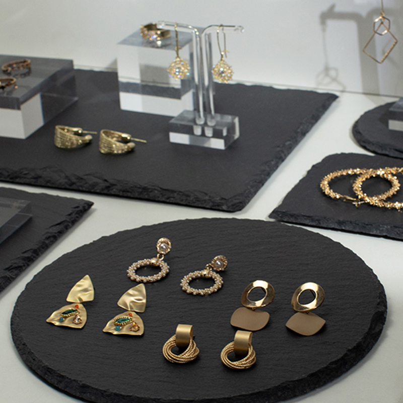 Jewelry Display Rack with Black Hole Stone, Earrings Rack, Ring and Necklace Shooting Props