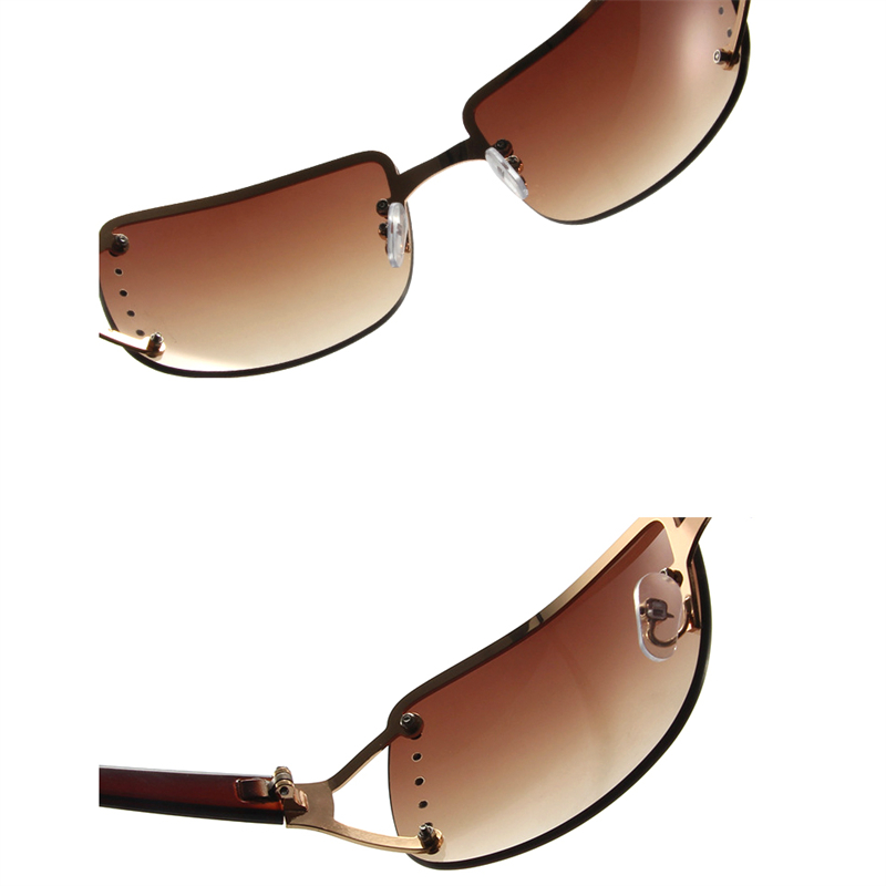 Rimless Sunglasses Women Luxury Brand Designer Sun Glasses UV400 Unisex Shades Fashion Eyewear Y2k Punk One Piece with Diamond Square S71 8027 IVISTA