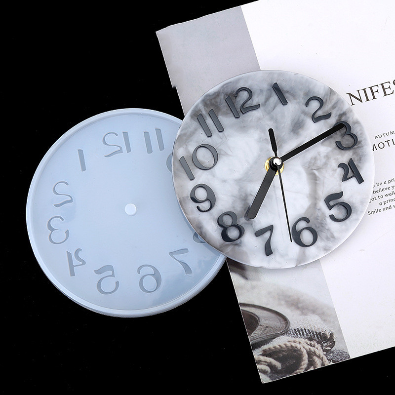 Clock Resin Crystal Drop Glue Mold DIY Handmade Twelve Zodiac Arabic Numeral Clock Mirror Silicone Mold Home Decoration Storage