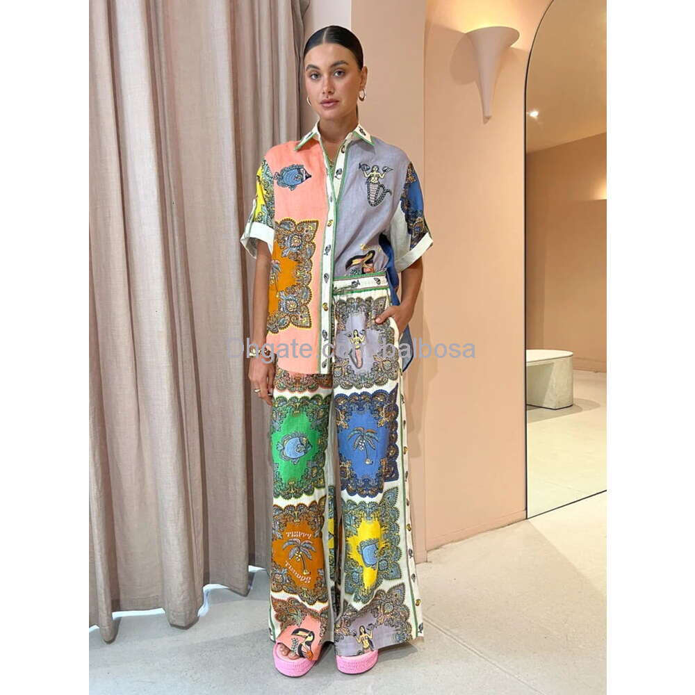 Fashion Women Linen Shirt Dress Flower Printed Shirt Skirt Casual Slim Fit Long Cotton Linen Clothes