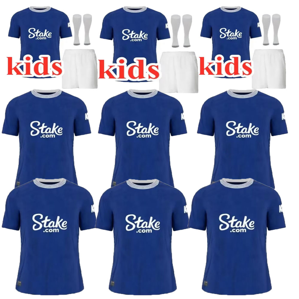24 25 Everton soccer jerseys McNEIL CALVERT-LEWIN KEANE DAVIES DIGNE LWOBI TARKOWSKI 2024 2025 Uniforms Adult Kids Kits Set Socks Full sets football shirts equip