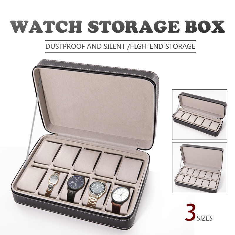 6/10/12 Slots Watch Pouch Bag Organizer Watch Box Display Case Retro PU Leather Travel Watch Case Wrist Jewelry Storage Pouch