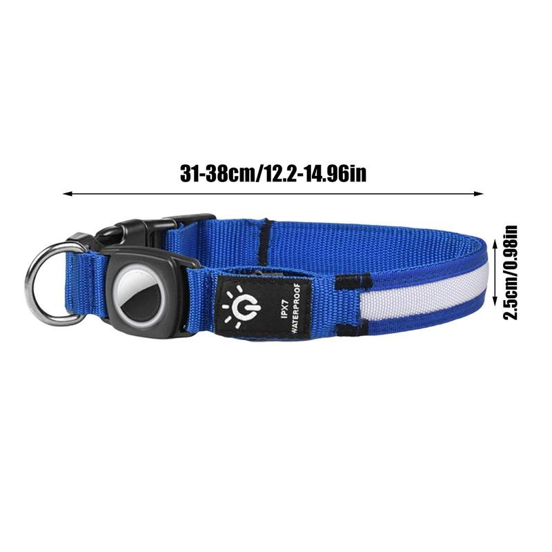 portable Dog Collar Rechargeable For Air-Tag LED Glowing Collar Adjustable Large Dog Night Light Collar Pet Safety Collar
