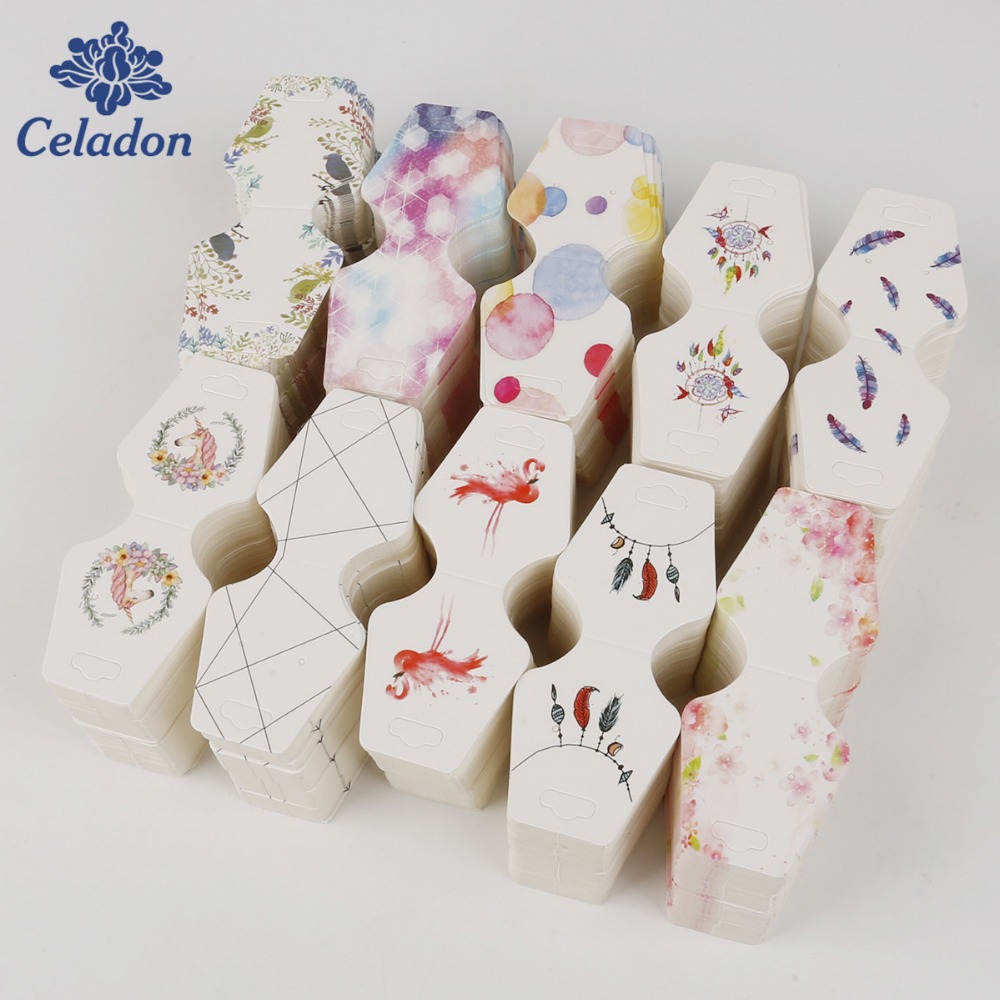 New Arrival 100pcs 4.5x10.8cm Colorful Paper Cards Printing Jewelry Necklace Bracelet Hang Tag Jewelry Display Cards Label Tag