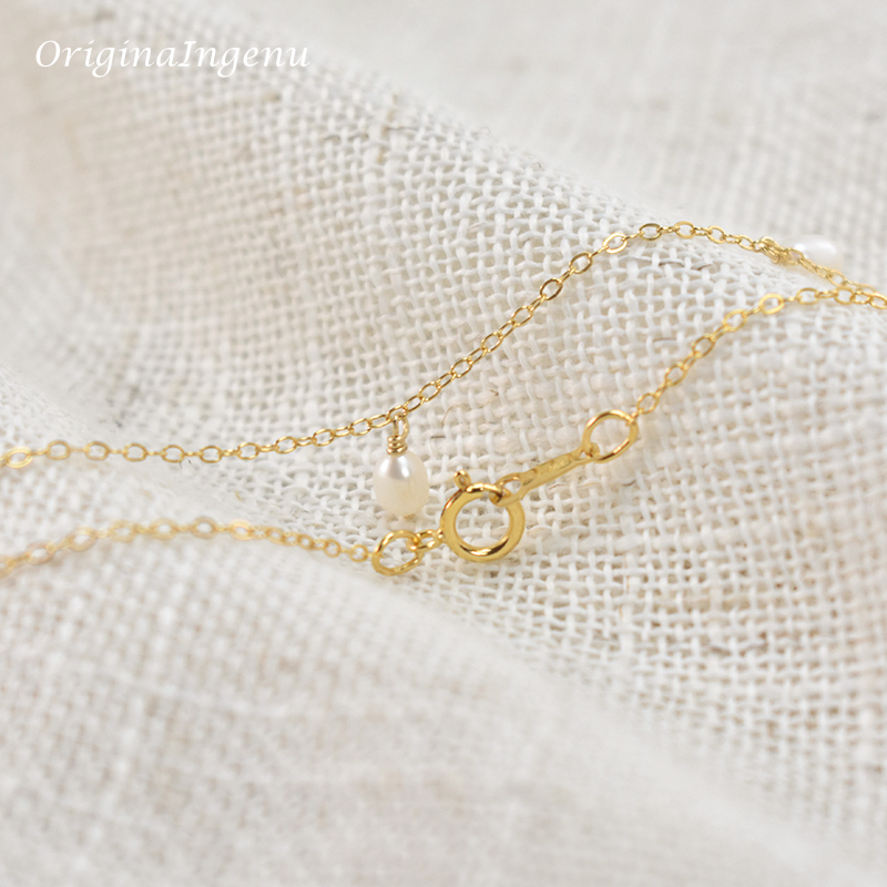 Real 14K Gold Filled Natural Pearl Necklace Gold Choker Handmade Pendants Collier Femme Kolye Collares Boho Jewelry for Women