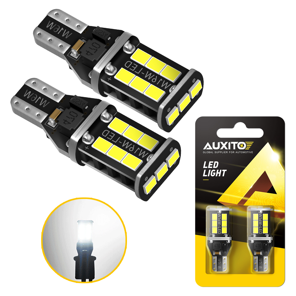 AUXITO 2Pcs T15 LED No Error 921 912 W16W LED Canbus Car Backup Reverse Bulb Lights Parking Lamp 6000K White Super Bright 1200LM