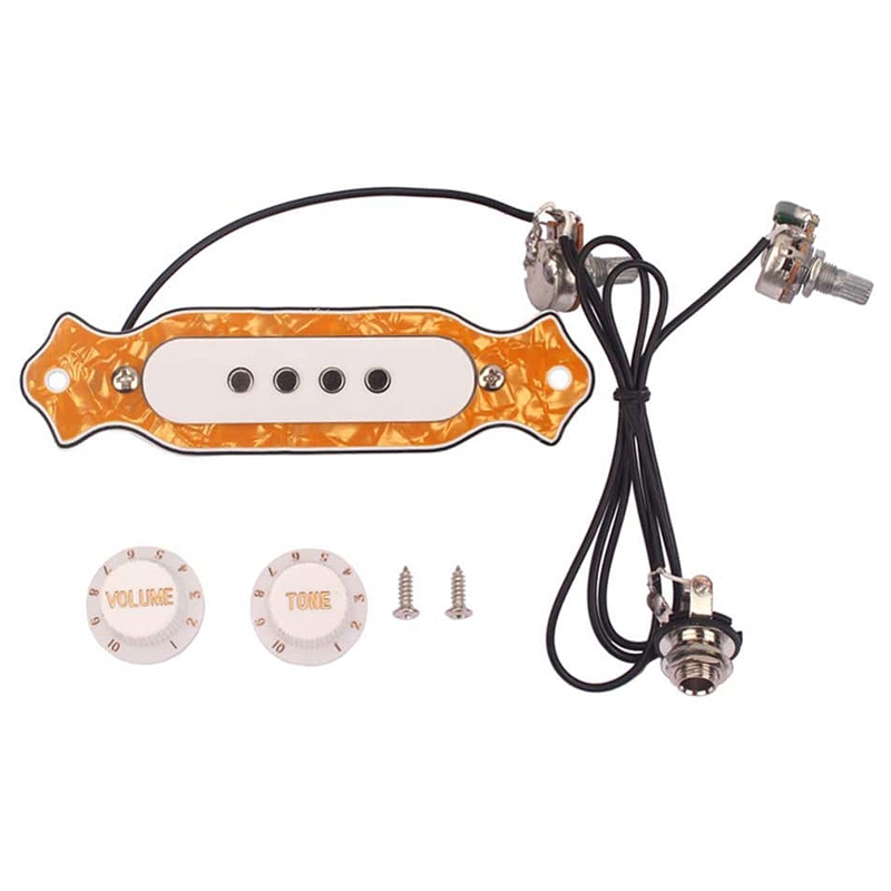 Pre Wired Pickup For 4 String Cigar Box Guitar Pickup Humbucker Pickup With Volume Tone Control Knob Yellow
