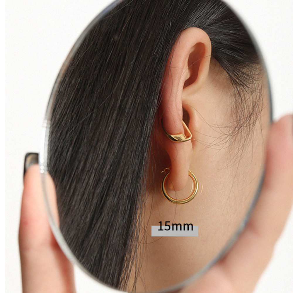 ANDYWEN 925 Sterling Silver Gold 9.5mm 12.5mm 14.5mm 17.5mm Hollow Hoops Earring Women Size Huggies Piercing Pendientes Clips