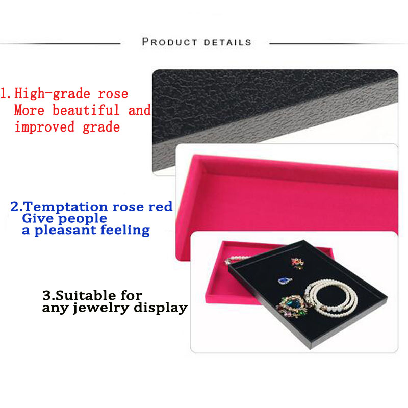 Black/Rose red Small Jewellery Necklace tray Jewelry Organizer Earrings Rings BraceletS Flat Empty Plate Jewelry Display Stand
