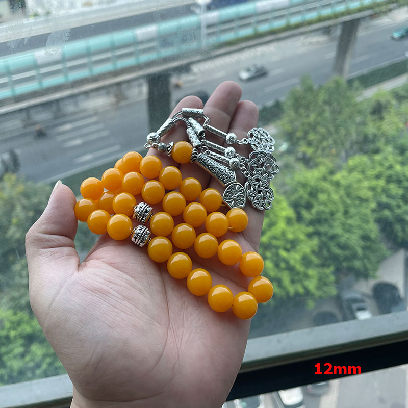 Tasbih Yellow Resin beads bracelet ambers color turkish jewelry accseeories islamic misbaha necklace Rosary bead muslim Gift