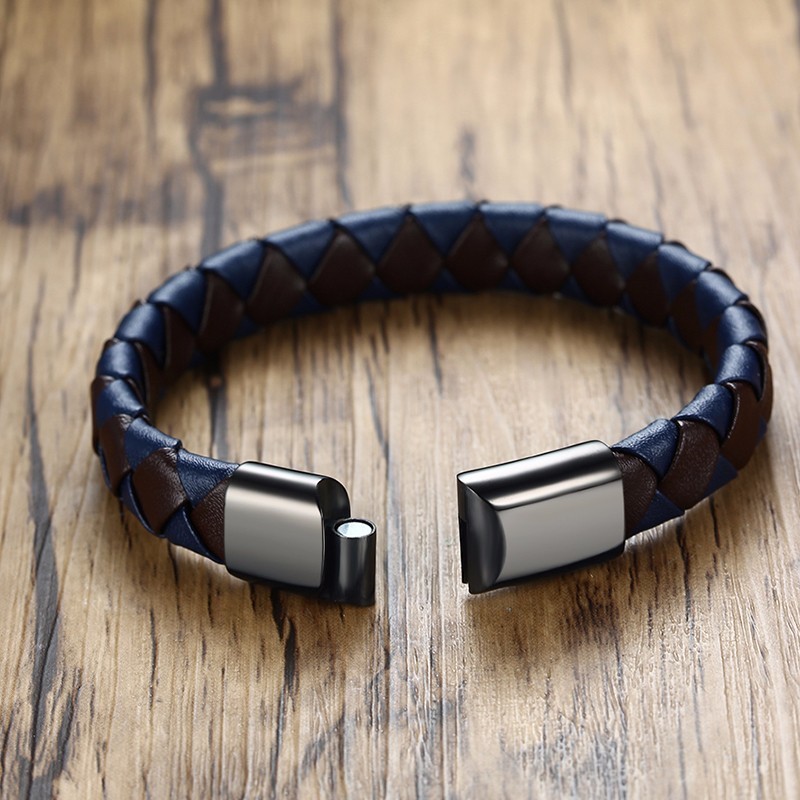 VNOX Medical Alert Bracelet Genuine Leather Engraved DIABETES Emergency Rescue Men's Jewelry
